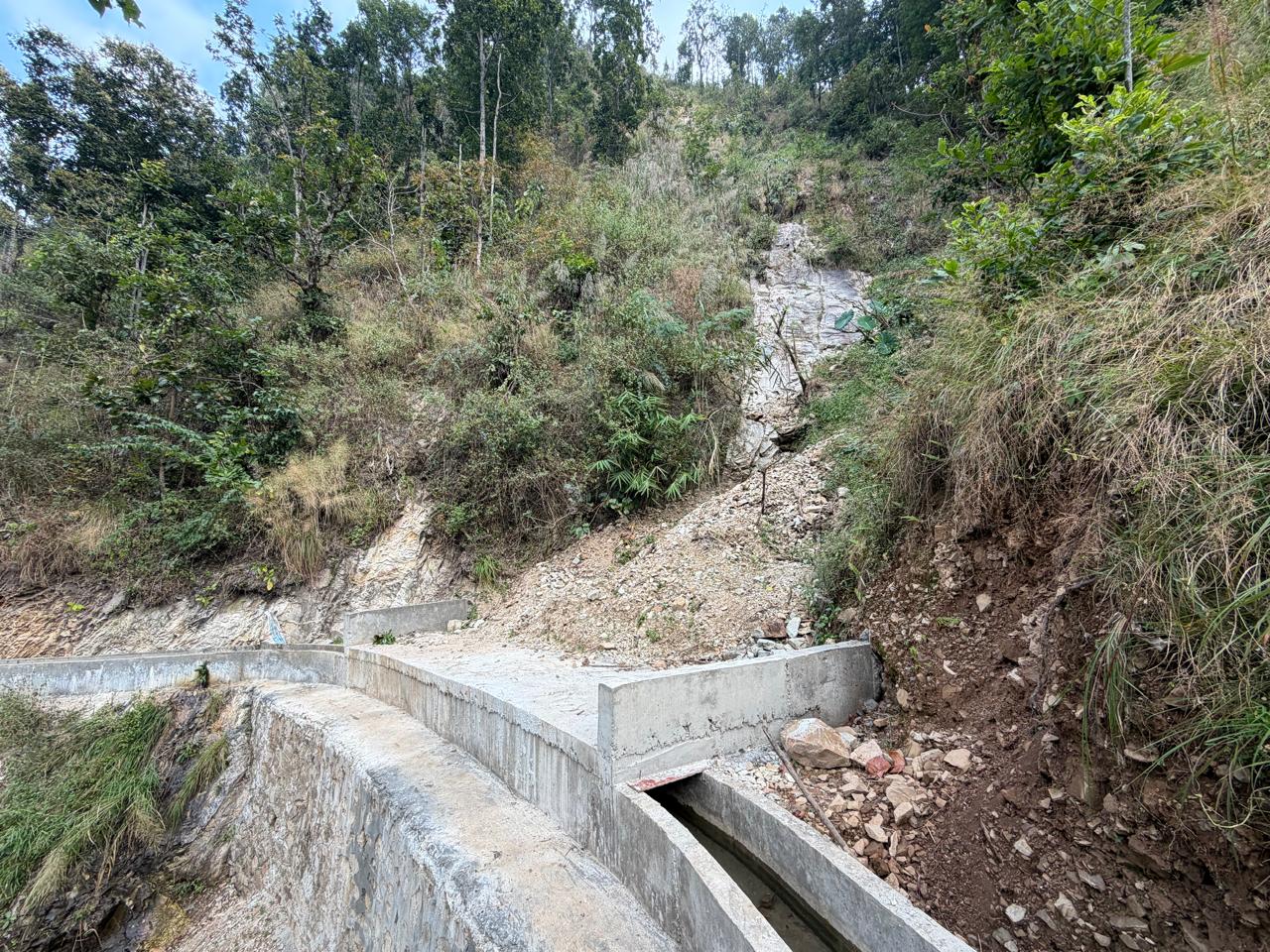 Concrete drainage structure in mountainous terrain