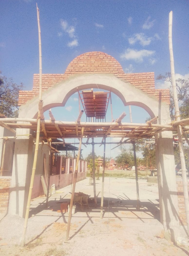 Tourism infrastructure project photo 6: Arch and gate construction with temporary scaffolding