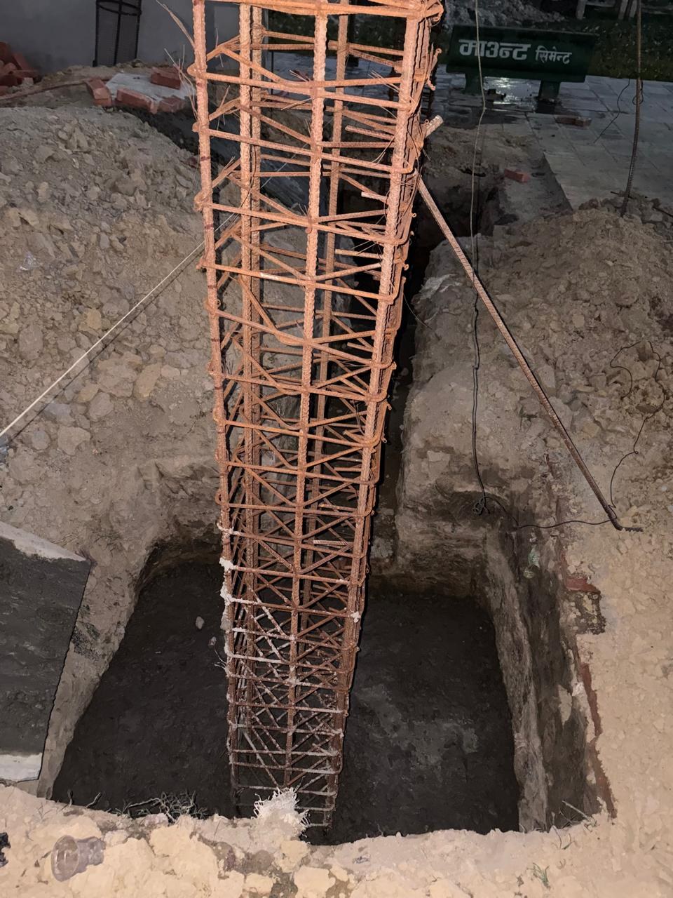 Tourism infrastructure project photo 17: Reinforced concrete column cage installed in foundation